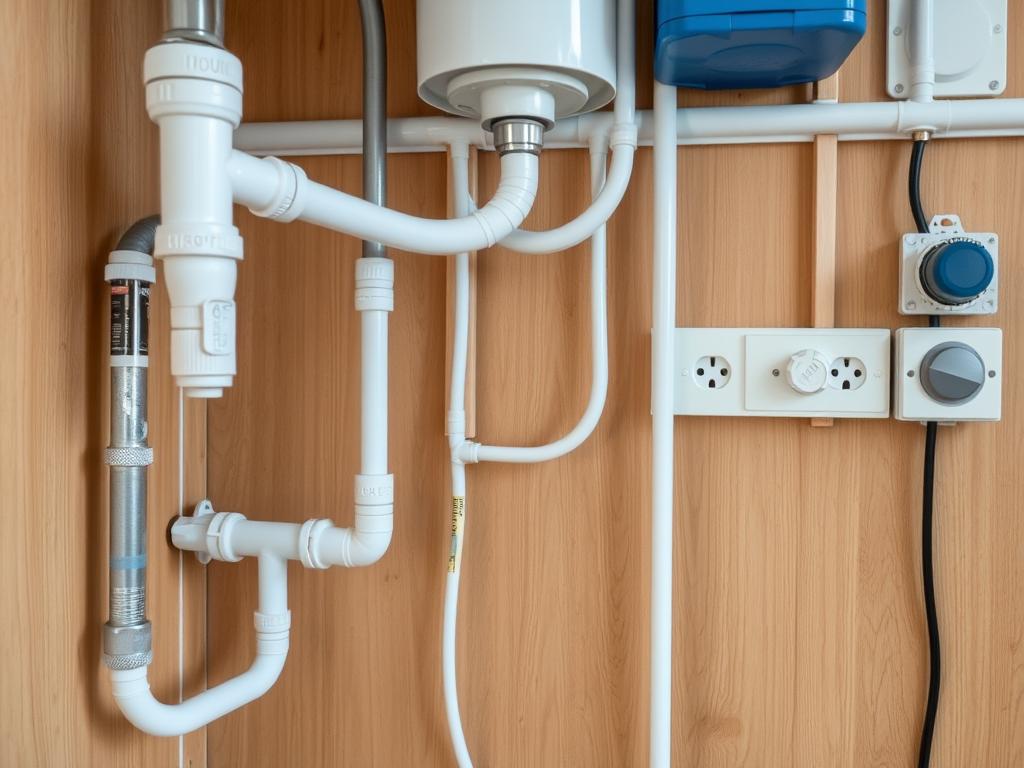 Instalacje hydrauliczne i elektryczne w przeniesionej kuchni do salonu