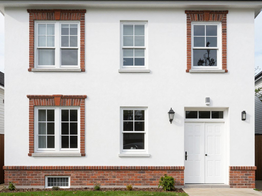 Elewacja z częściowym wykończeniem cegłą dekoracyjną