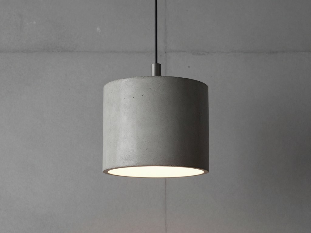 Nowoczesna lampa wykonana z betonu architektonicznego w minimalistycznym wnętrzu