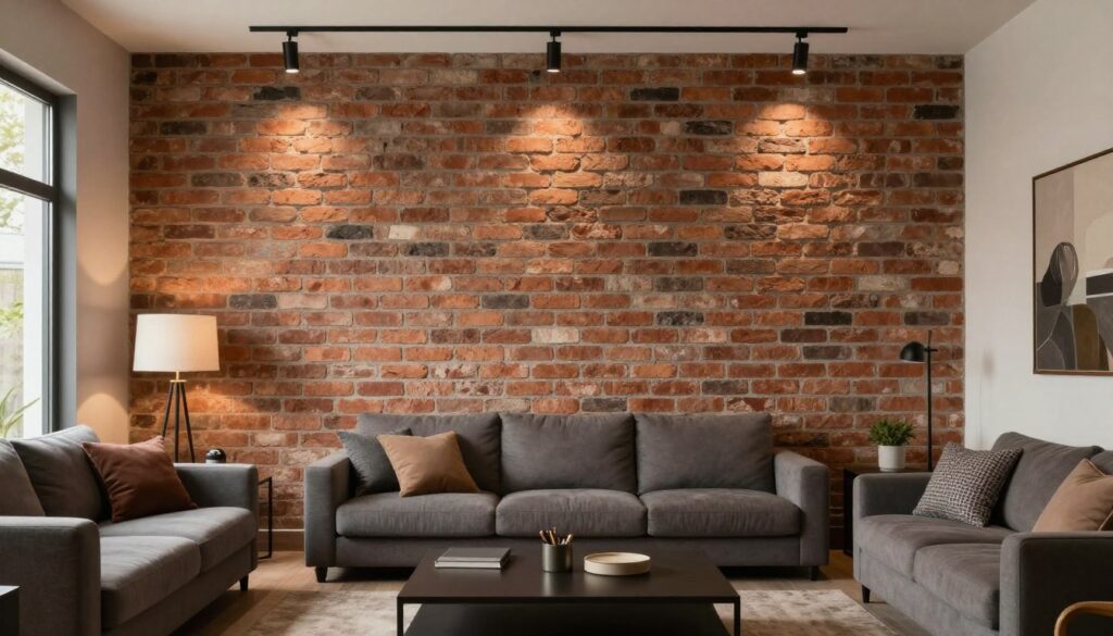 Nowoczesne wnętrze z cegłą dekoracyjną jako elementem aranżacji