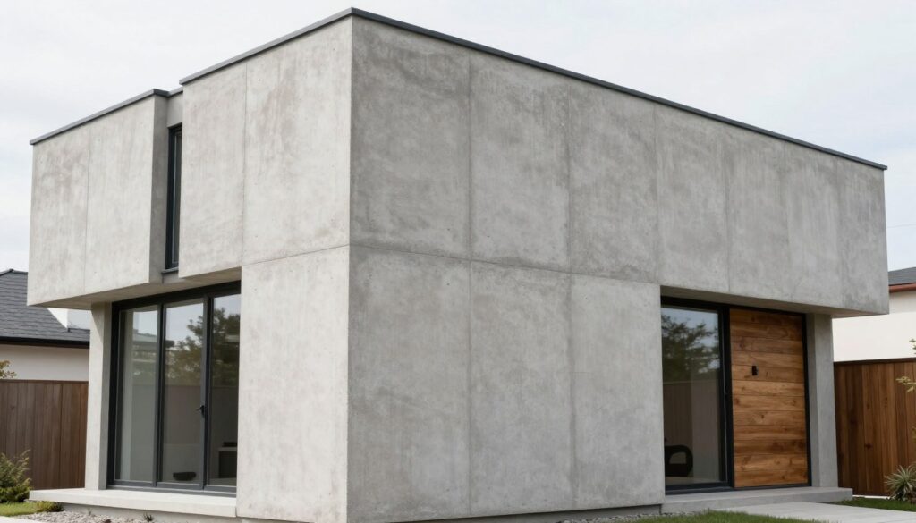 Nowoczesny dom z elewacją z płyt betonu architektonicznego