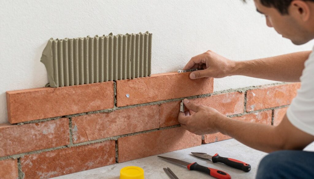 Proces montażu cegły dekoracyjnej krok po kroku