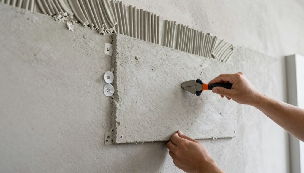 Proces montażu płyt z betonu architektonicznego na ścianie