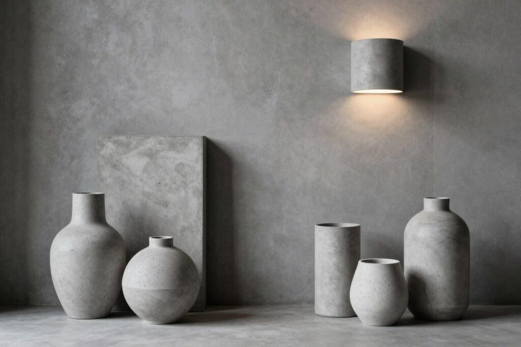 Innowacyjne zastosowania imitacji betonu - meble, dodatki, lampy