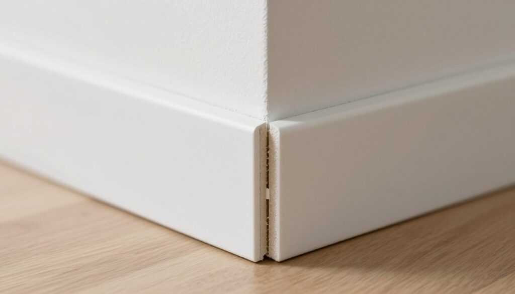 Łączenie listew przypodłogowych MDF w narożniku wewnętrznym