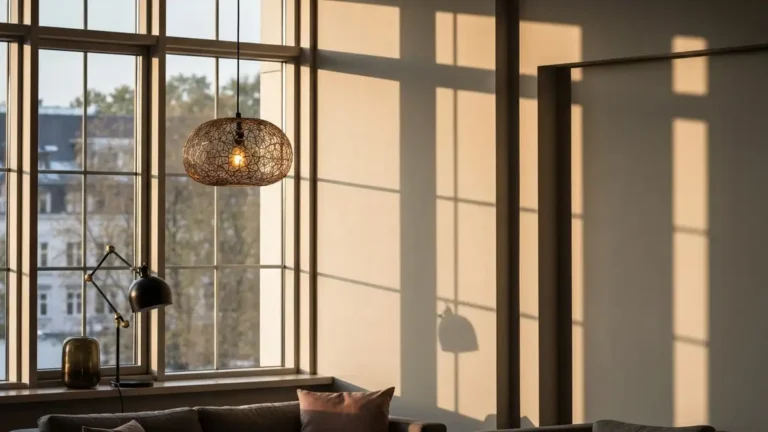 Lampa wisząca w salonie boho - proporcje, kolor i funkcja - hero image