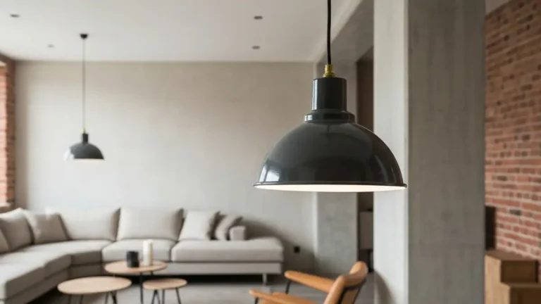 Lampa wisząca w salonie industrialnym - proporcje, kolor i funkcja - hero image