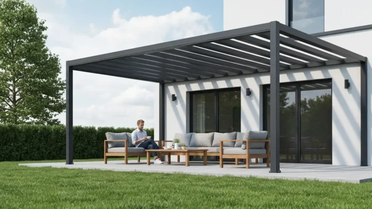 Pergola przyścienna w domu nowoczesnym - wymiary, trwałość i aranżacja - hero image