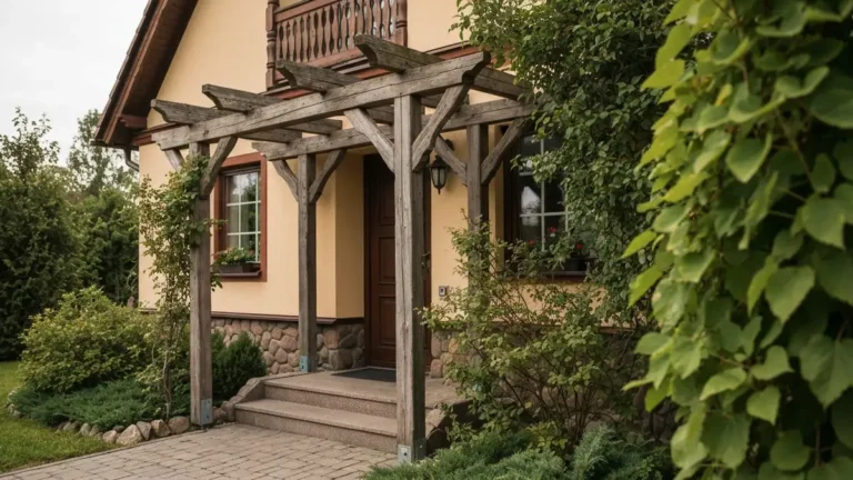 Pergola wolnostojąca przy wejściu do domu - wymiary, trwałość i aranżacja - hero image