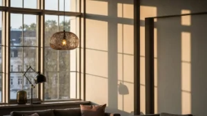 Lampa wisząca w salonie boho - proporcje, kolor i funkcja - hero image