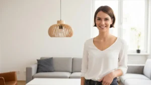Lampa wisząca w salonie skandynawskim - proporcje, kolor i funkcja - hero image