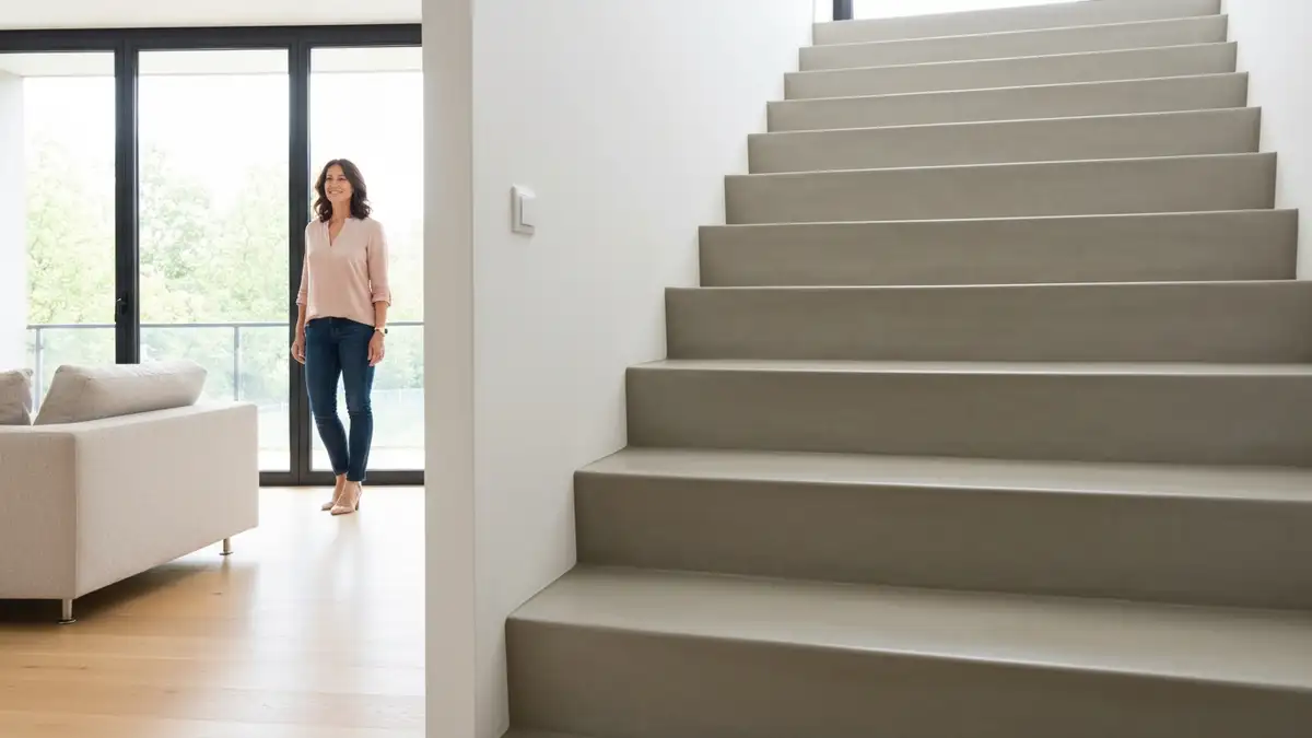 Mikrocement w na klatce schodowej - gdzie pasuje i jak dobrać kolor - hero image