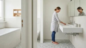 Mozaika ceramiczna na podłodze w łazience - układ, fuga i praktyczne ograniczenia - hero image