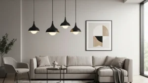 Oświetlenie nowoczesne - lampy wiszące, pióra i beton - hero image