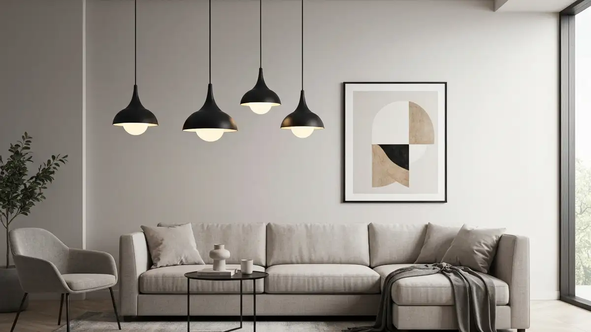 Oświetlenie nowoczesne - lampy wiszące, pióra i beton - hero image