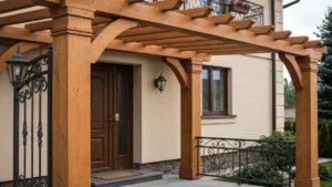 Pergola przyścienna przy wejściu do domu - wymiary, trwałość i aranżacja - hero image