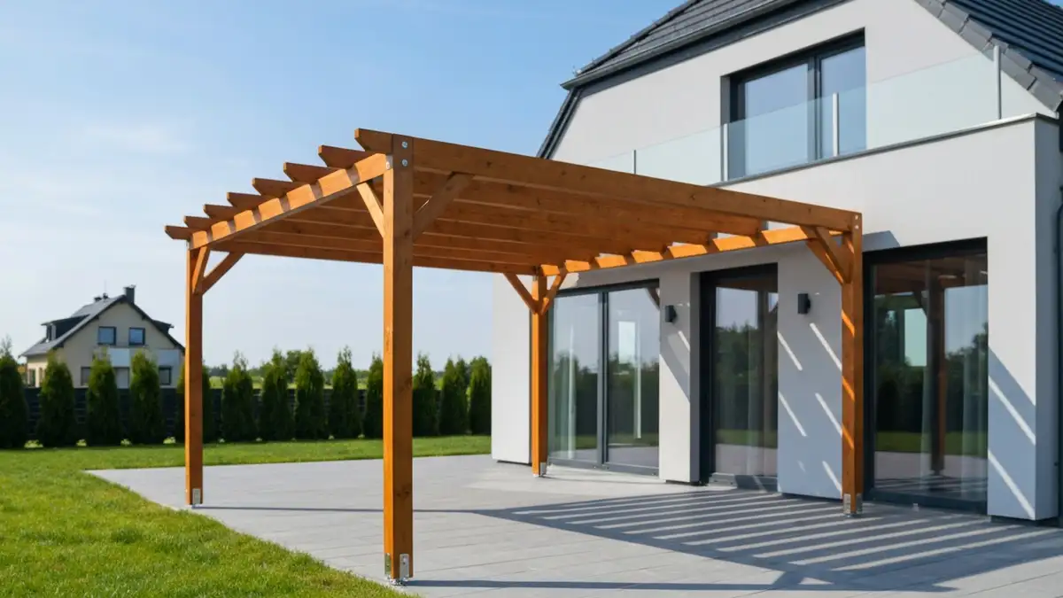 Pergola wolnostojąca przy ogrodzeniu - wymiary, trwałość i aranżacja - hero image