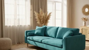 Sofa w salonie boho - proporcje, kolor i funkcja - hero image