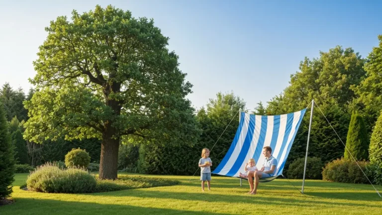 Żagiel przeciwsłoneczny przy wejściu do domu - wymiary, trwałość i aranżacja - hero image